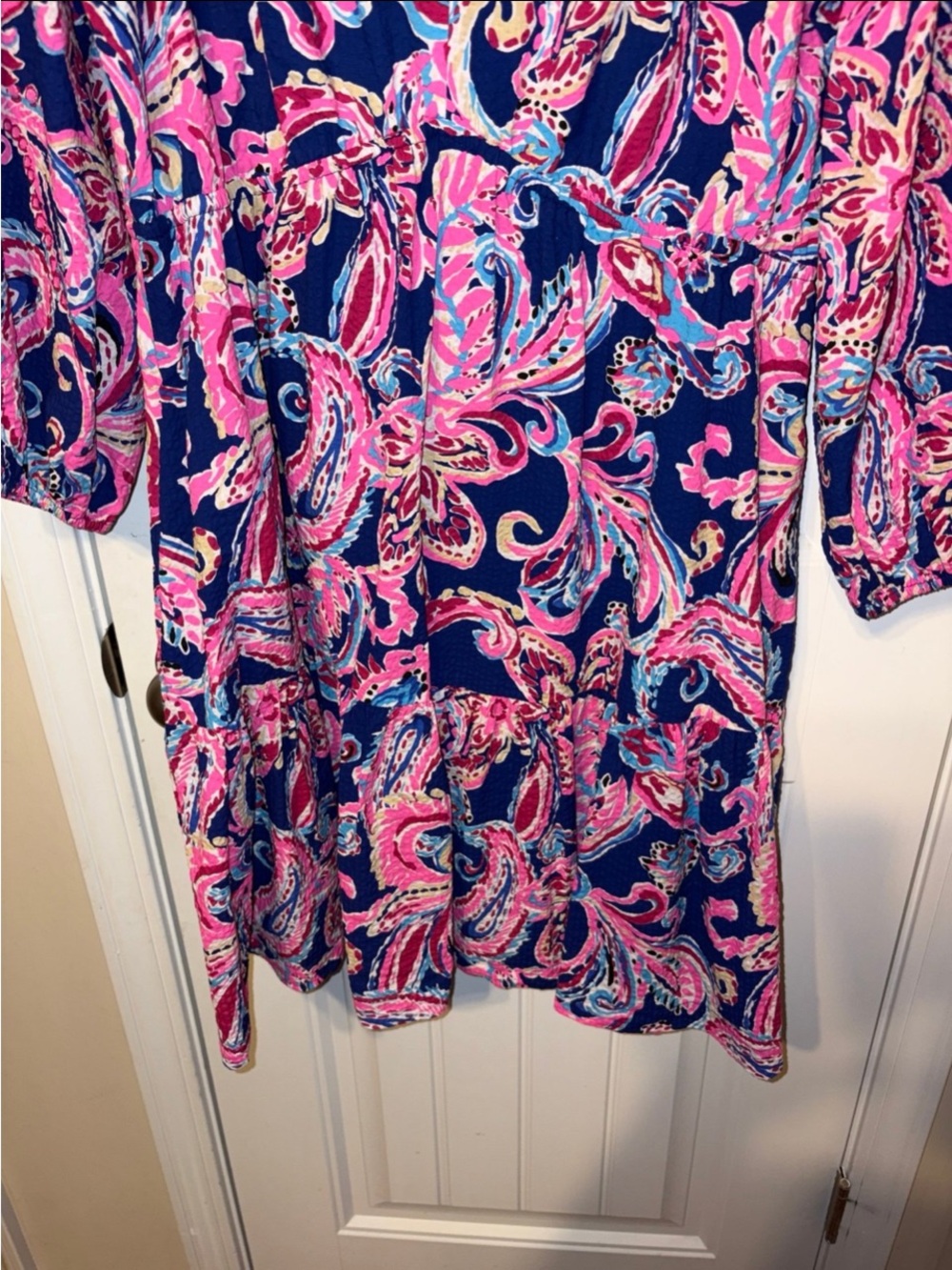 Lilly Pulitzer Navy Dress with Pink Paisley Print - Picture 6 of 10